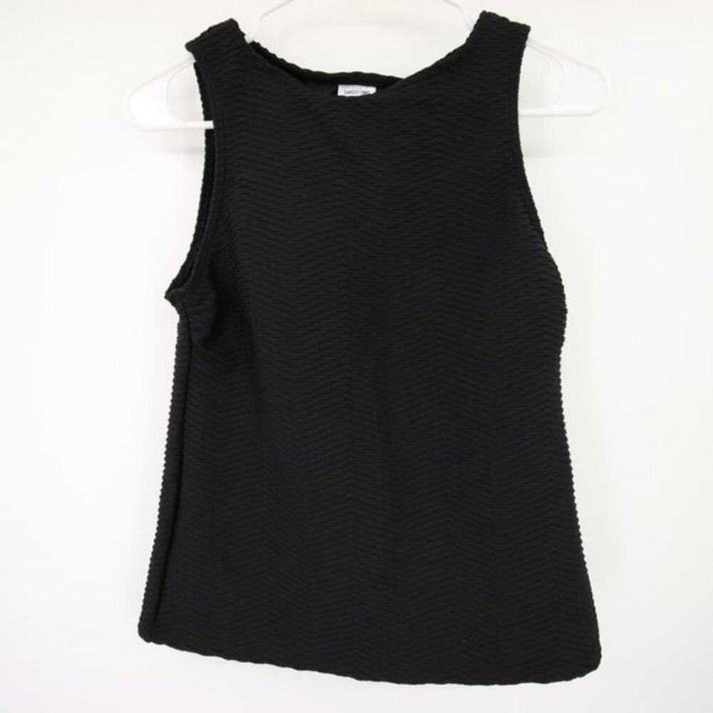 Lands End Tankini Top Size 4 Black Textured Sleeveless with Built-in Bra - Picture 1 of 7